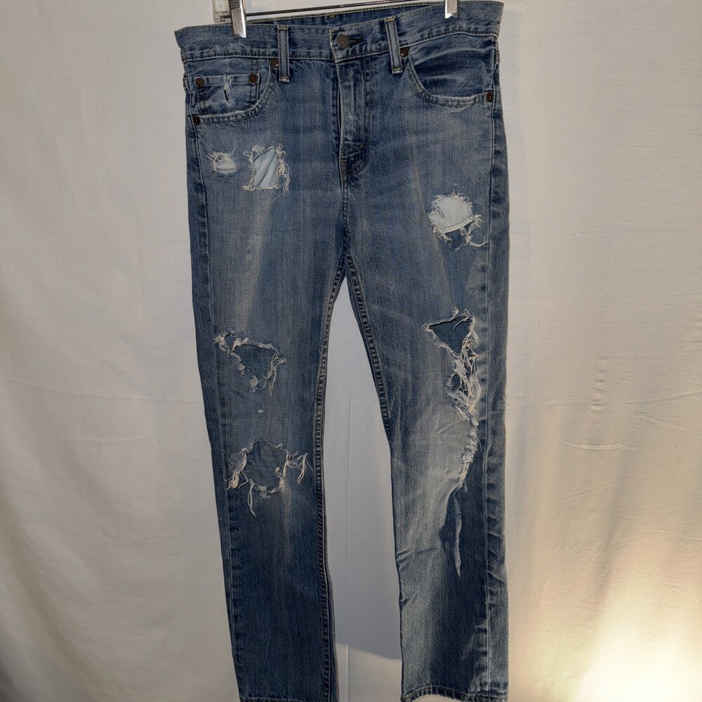 Levi’s 501 Jeans 30 X 30 Distressed 100% Cotton Light Wash